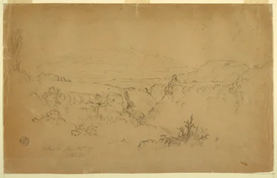 Zeichnung, Blick auf den Mount Pichincha von Chillo, Ecuador, 26. Juni 1857